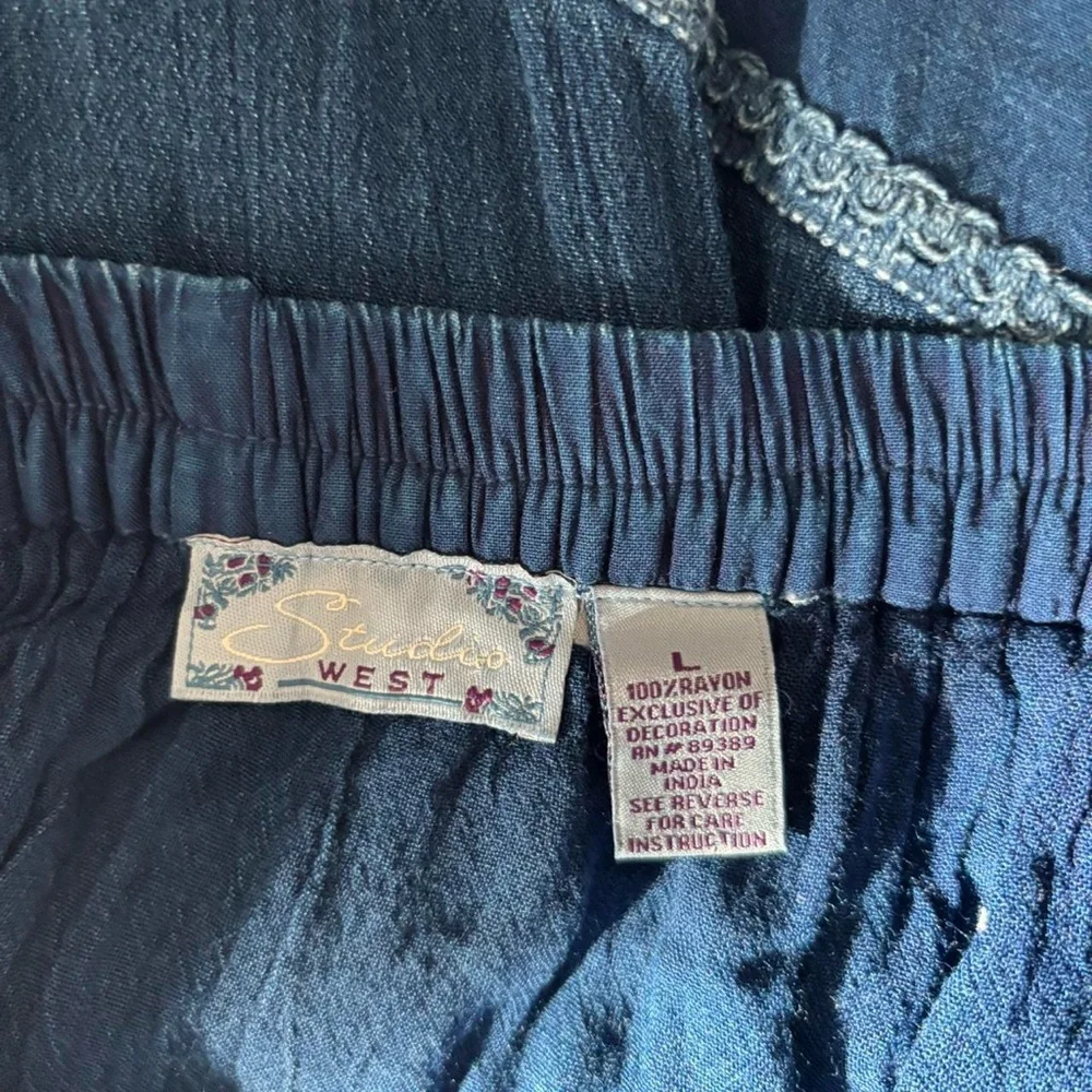 90s Tiered Embroidered Maxi Skirt, Size Large - Picture 4 of 4